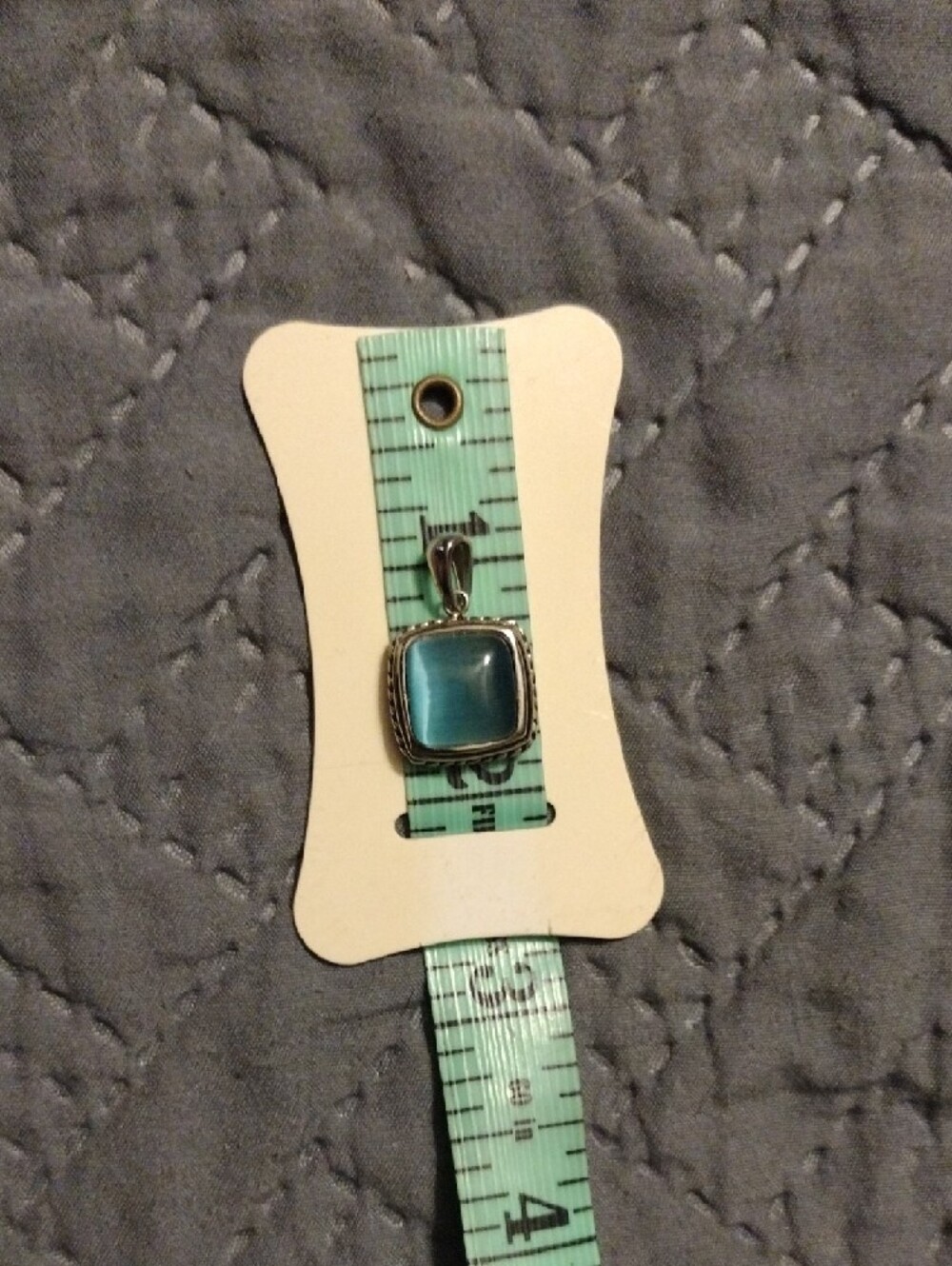 Stainless Steel Silver Pendant with Teal Blue Stone - Women's Jewelry - Picture 5 of 5